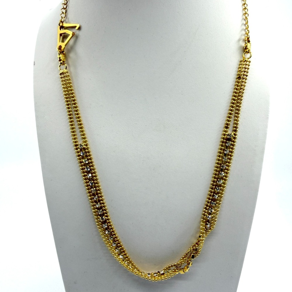 Radiant Gold Tone‎ Beaded Statement Necklace Crystal Accents Boho Layering Gift